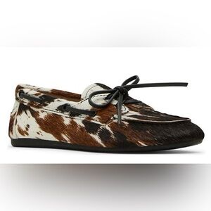 Women’s Cowhide Driving Moccasins in Brown & White